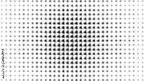 Abstract monochrome halftone dot pattern with a radial gradient, creating a futuristic digital backdrop, provided as a versatile Transparent Background, PNG graphic