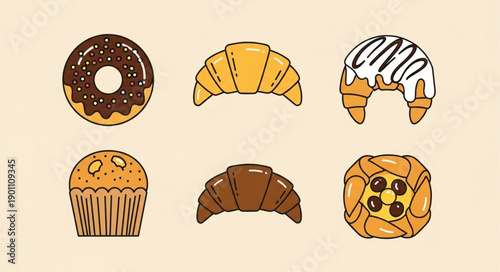 Assortment of Delicious Baked Goods and Pastries.