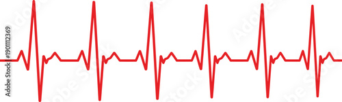 Red medical heartbeat line pulse vector illustration on white background for cardiology health care rhythm diagram emergency hospital diagnostic and vital life sign wave concept