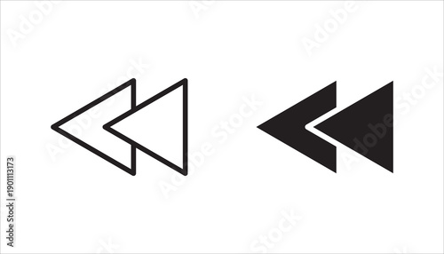 Vector double rounded chevron arrows. Fast forward, skip, next, open, close, sidebar tab icon set,