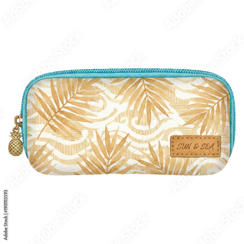 Summer Watercolor Sunglass Case Vector Illustration Isolated on White Background
