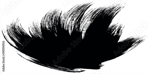 Dynamic black ink brushstroke creating a striking abstract design with expressive texture and artistic flow