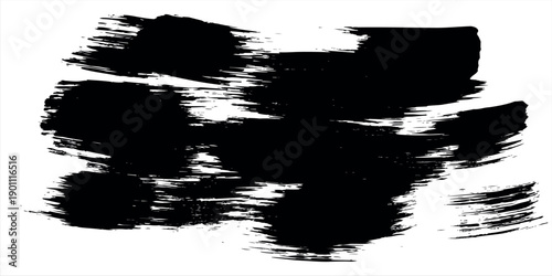 Abstract Black Paint Brush Strokes Grunge Texture Background