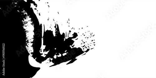 Dynamic abstract ink brush texture on a pristine white background creating a striking artistic graphic design element