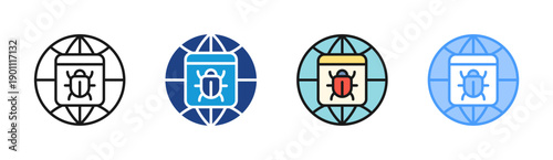 Website Security icon set multiple style collection