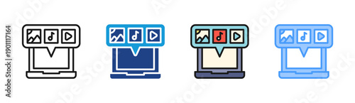 Media Content icon set multiple style collection