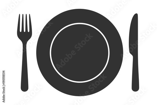 プレートとカトラリーセットのシルエットアイコン