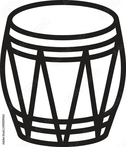 Drum with pattern line icon. Music, percussion, rhythm, instrument, sound vector illustration