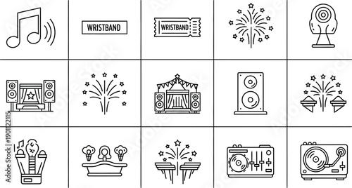 Modern event icons for music festivals and parties