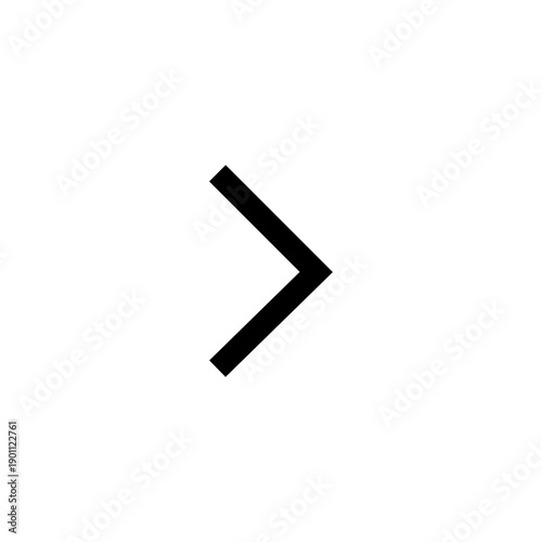 Minimalist black right angle bracket icon for user interface navigation, indicating forward movement or next step in digital applications and web design elements.