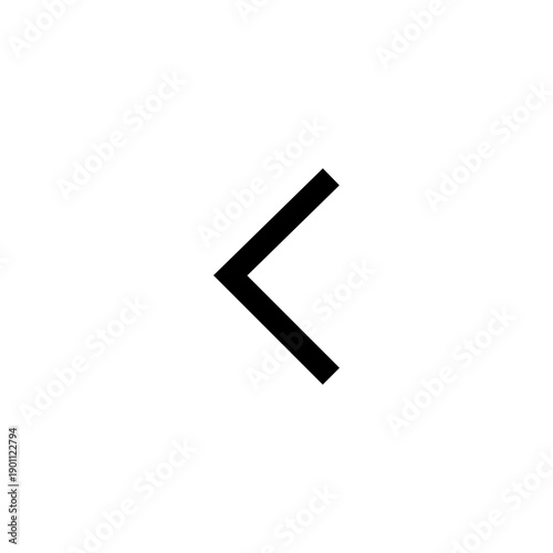 Minimalist black left angle bracket icon for user interface navigation, indicating backward movement or previous step in digital applications and web design elements.