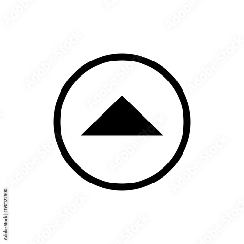 Black upward-pointing arrow icon within a circular border, a common user interface element for navigation, scrolling up, or collapsing content.