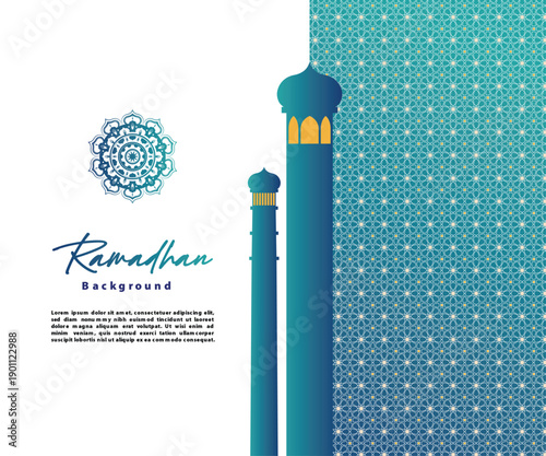 Ramadan vector background illustration with Islamic geometric pattern and decorative ornament style, suitable for festive design and seasonal branding