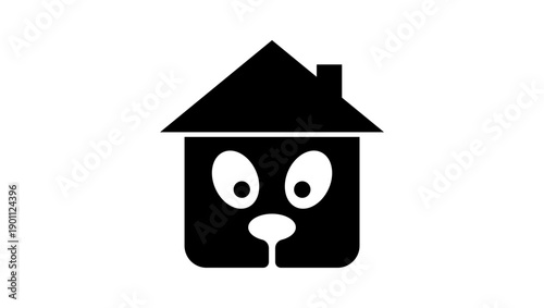 Pet hotel symbol, black isolated silhouette