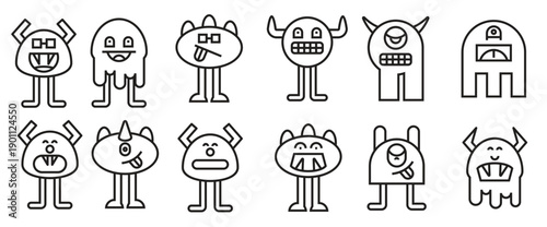  funny monster characters illustration