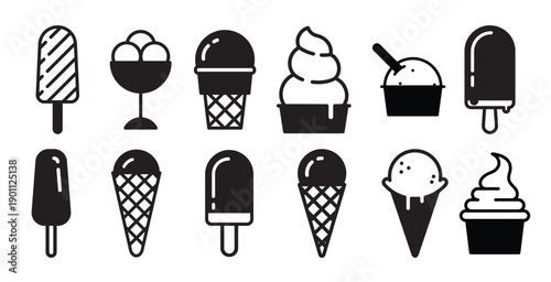  ice cream vector icons set waffle cone illustration sign