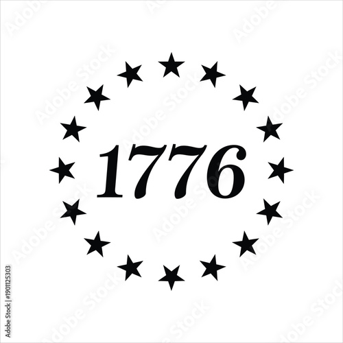1776 Patriotic Stars Circle Typography Design