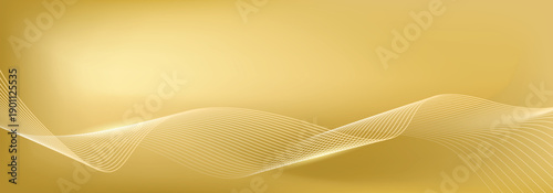 Luxury golden yellow background with shining line waves. Luxury soft gold gradient background.