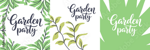 Garden party invitation templates with botanical accents, ideal for events or spring designs.