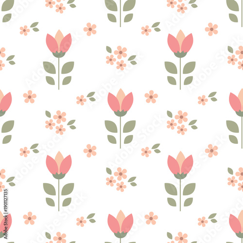 Seamless pattern with flowers on a white background. Bed linen, fabric