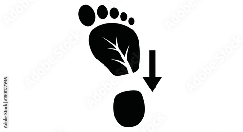 Human footprint with leaf icon for ecology concept.