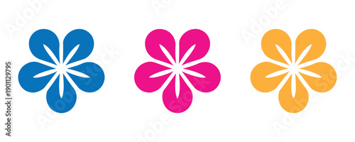 set of colorful flowers. Three colorful floral designs