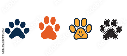 animals footprints silhouette vector icon set hand drawn illustration on white background. footprints pets set.