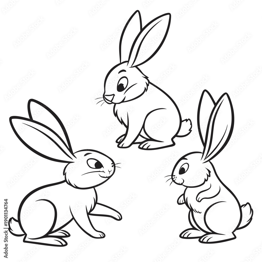 Fototapeta premium Cute Cartoon Rabbit or Bunny Ears Set, Simple and Adorable, Perfect for Easter and Spring themed designs. Vector illustration.