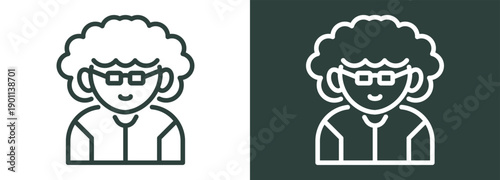 Old Women Icon White and Black Style Of