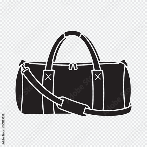 Duffel bag icon. Symbol for gym, sports, fitness, and travel.