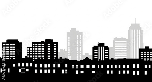 Cityscape Silhouette of Buildings and Skyscrapers.