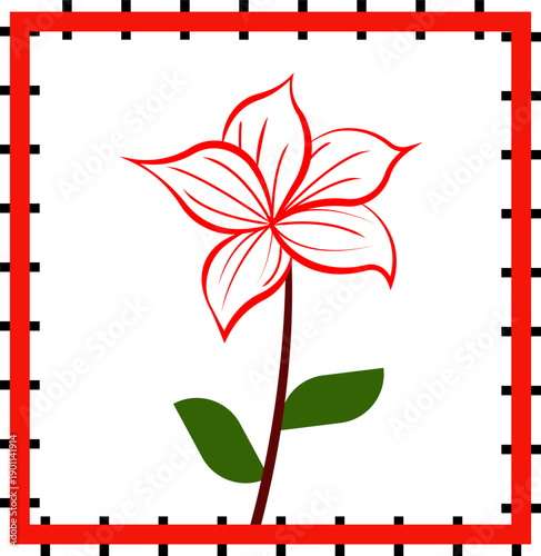 Red hibiscus and red white floral flower illustration on a clean white background with natural decorative elements