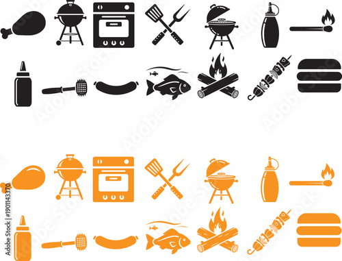 grill icon set collection bbq party icon 