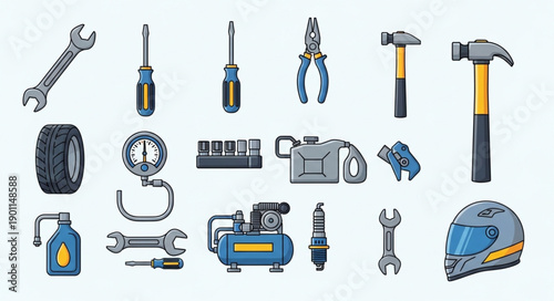 Collection of automotive repair tools and equipment.