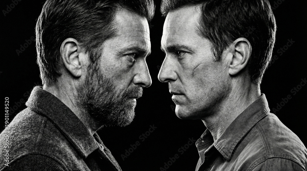 Obraz premium 向かい合った男性2人の写真