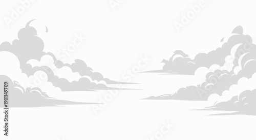 A bright, minimalist illustration of fluffy white clouds against a pale sky.