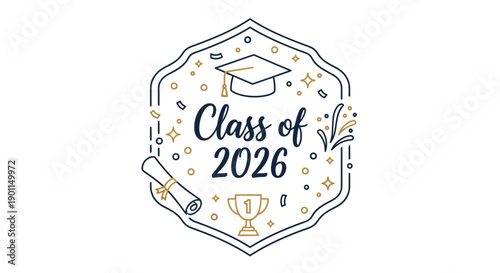 Celebrating Achievement with a Graduation Badge Design for the Class of 2026 Featuring Certificates and Academic Symbols