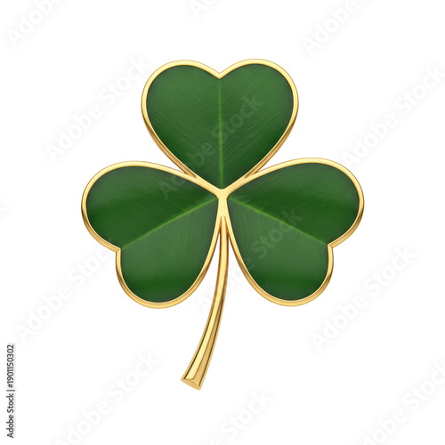 Shamrock clover three leaf with gold border