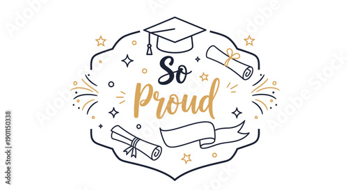 Celebrating Academic Achievement with Graduation Cap and Diploma Illustration in Elegant Style