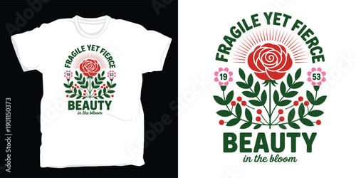 Fragile yet fierce beauty in the bloom, rose and floral design for feminine empowerment