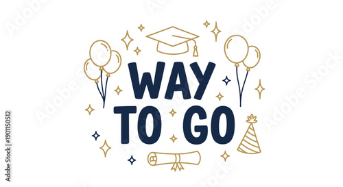 Celebratory Graduation Journey with Balloons Diploma and Party Elements for Commencement Success