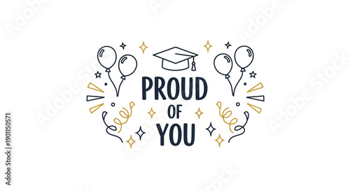 Celebration of Academic Achievement with Graduation Cap and Balloons in a Festive Design