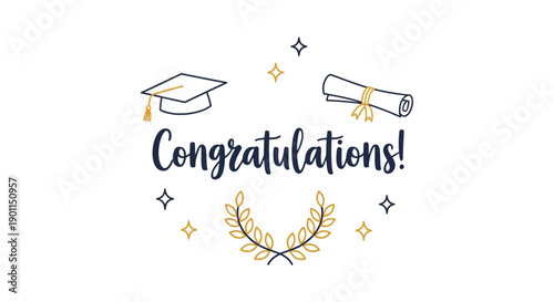 New Chapter Begins Graduation Quote Design with Cap and Diploma Illustration