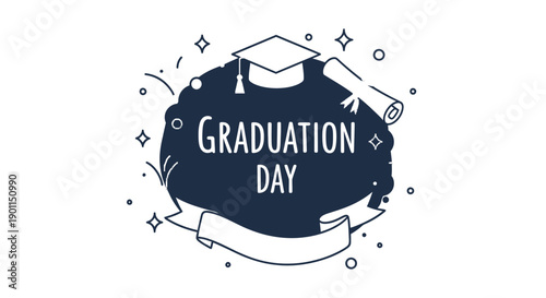 Commemorating New Beginnings: A stylish design embodying the spirit of Graduation Day, featuring a graduation cap, diploma, and celebratory motifs.