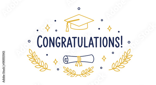 Graduation Day Cheer: A celebratory illustration that captures the essence of graduation. Features a mortarboard, diploma, and laurel wreaths, symbolizing the achievement and journey of education.