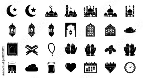 Islamic Symbols and Icons Ramadan and Eid Celebration Elements