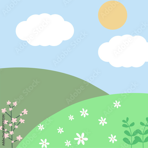 Sunny Morning in Peaceful Nature Field