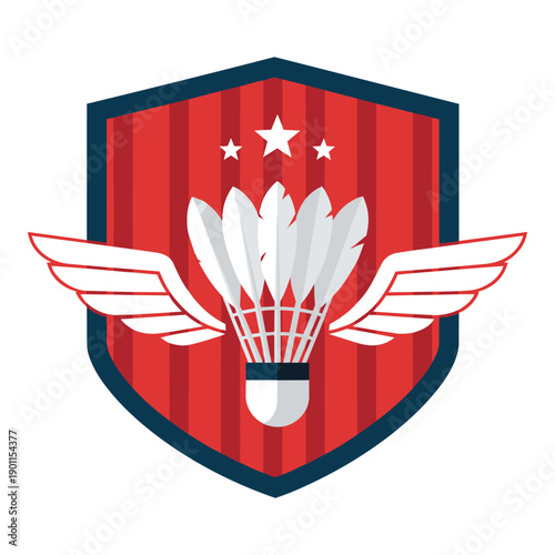 Shuttlecock Shield Emblem Vector