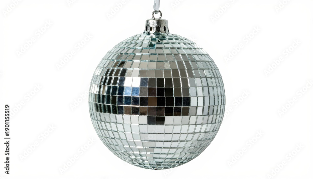 Fototapeta premium Disco ball reflection display party venue decorative element indoor space close-up view festive atmosphere