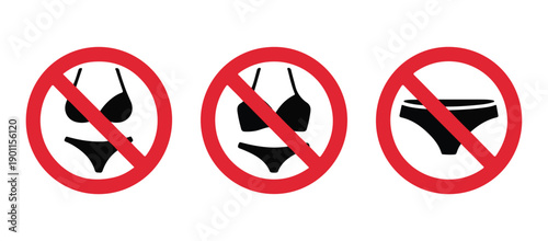 No underwear or swimwear sign vector illustration prohibition symbol for intimate apparel and bathing suits